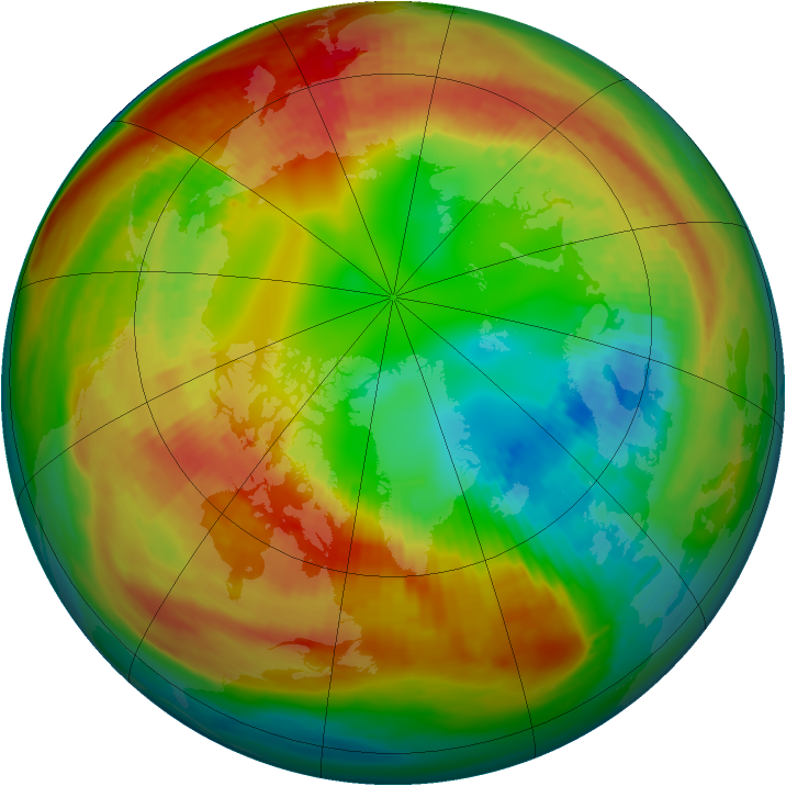 Arctic ozone map for 12 February 1986
